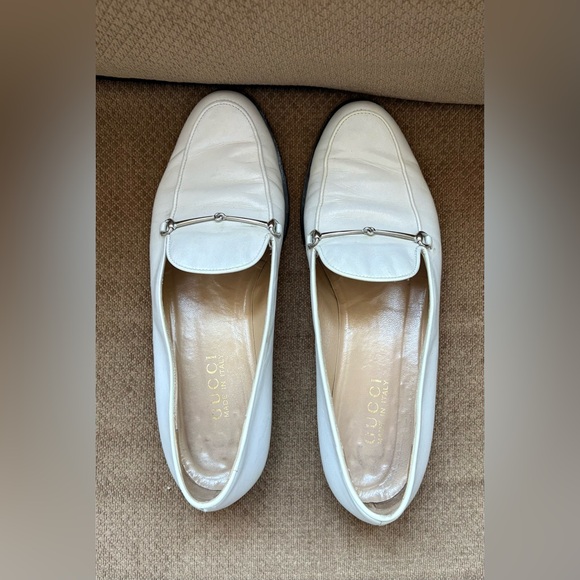 Gucci White Leather Loafers - Picture 1 of 15